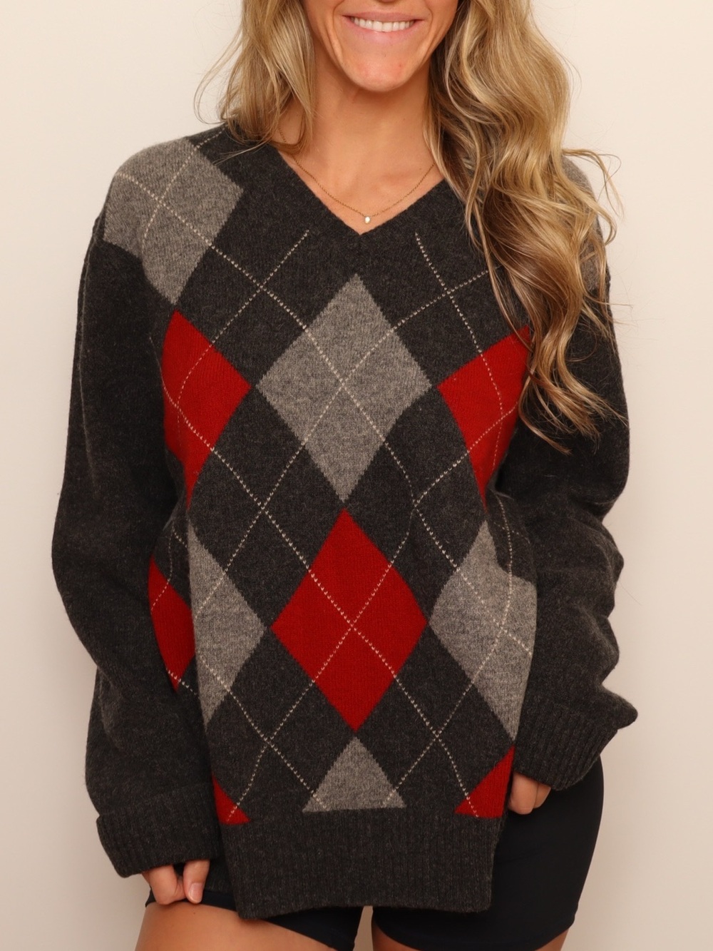 J.Crew 100% Lambswool Argyle V Neck Grandpa Sweater - Picture 2 of 6